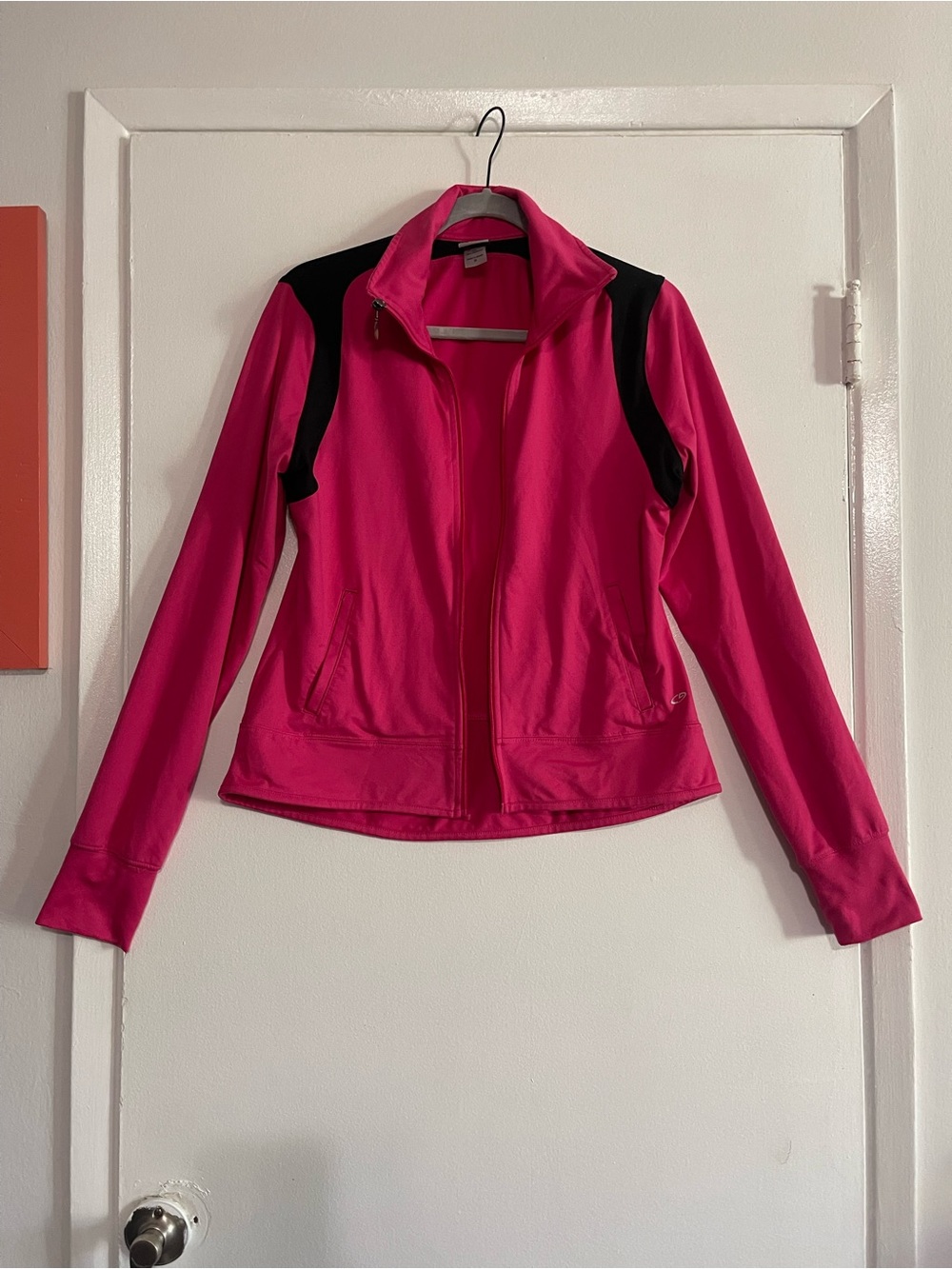 Champion Hot Pink Zip-Up Jacket with Black Shoulder Panels